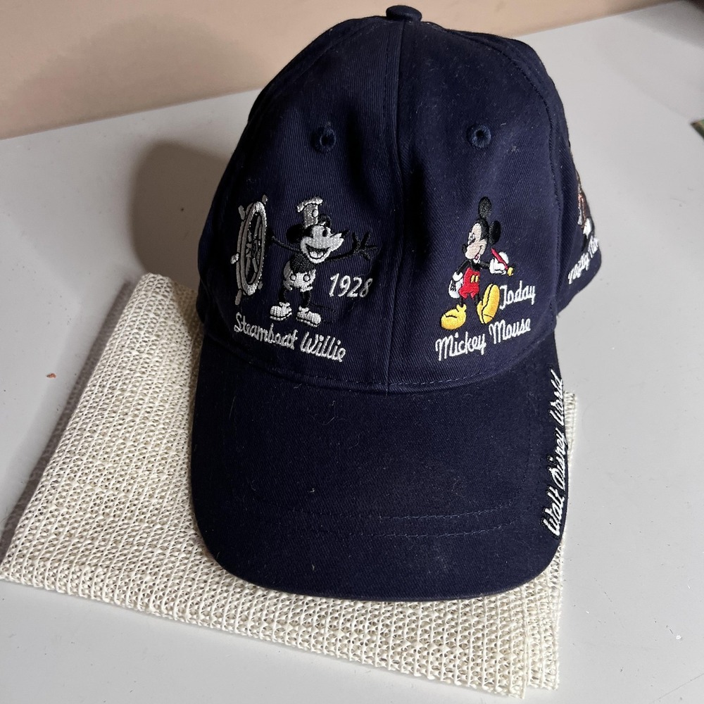 Disney Parks Mickey Mouse Through The Years Navy Blue Baseball Cap Hat Adult
